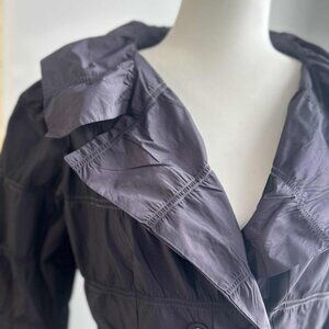 Picadilly Ink Plum Textured Tiered Statement Jacket with Dramatic Collar – US S